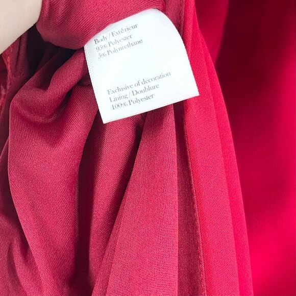 NWT Marchesa Notte Red One-Shoulder Embellished Stretch Crepe Gown - Picture 11 of 16